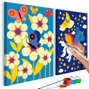 Peinture par numéro - Papillon & licorne Toile - Jaune