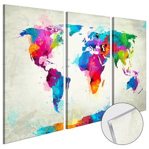 Tableau déco World Map : Colour Blast Tableau déco plexiglas - Multicolore - 120 x 80 cm