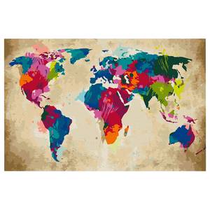 Peinture par numéro - Carte du monde V Toile - Multicolore
