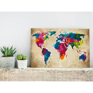 Peinture par numéro - Carte du monde V Toile - Multicolore