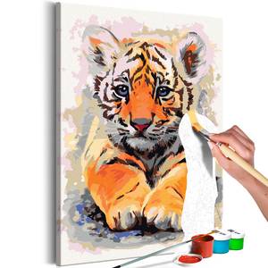 Schilderen op Nummer - Tiger Baby canvas - roze