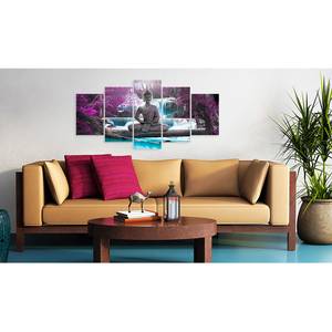 Afbeelding Waterfall and Buddha canvas - bruin - 100 x 50 cm