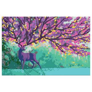 Malen nach Zahlen - Purple Deer Leinwand - Mehrfarbig