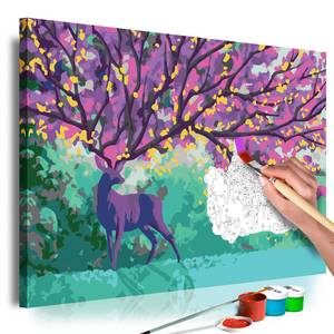 Schilderen op Nummer - Purple Deer canvas - meerdere kleuren