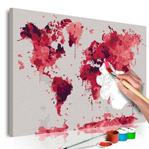 Malen nach Zahlen - Watercolor Map Leinwand - Rot