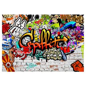 Sur la terrasse Colorful Graffiti Papier peint en intissé premium - Noir - 100 x 70 cm