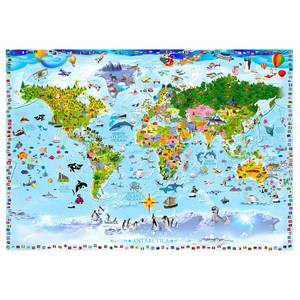 Vlies Fototapete World Map for Kids Premium Vlies - Mehrfarbig - 200 x 140 cm