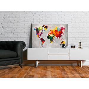 Schilderen op Nummer - Wereldkaart VII canvas - grijs