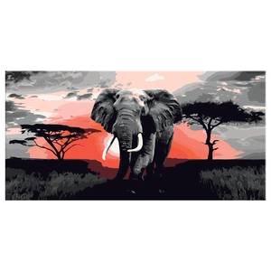Malen nach Zahlen - Elefant (Afrika) Leinwand - Rot