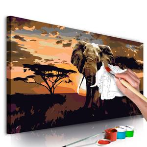 Peinture par numéro - Éléphant d’Afrique Toile - orange