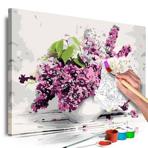 Schilderen op Nummer - Vase and Flowers canvas - wit