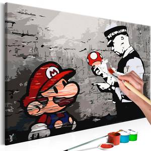 Schilderen op Nummer - Mario (Bansky) canvas - rood