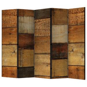 Kamerscherm Wooden Textures II vlies op massief hout - bruin - 5-delige set