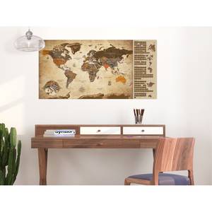 Kras Wereldkaart Vintage canvas - beige - Zwart