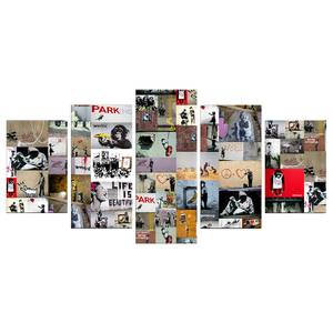 Wandbild Art of Collage Bansky IV Leinwand - Mehrfarbig - 100 x 50 cm