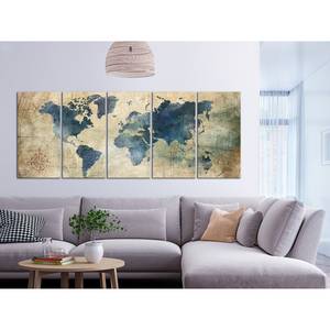 Afbeelding Retro Map (set van 5) canvas - groen - 200 x 80 cm