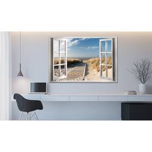Wandbild Window: View of the Beach Leinwand - Beige - 120 x 80 cm