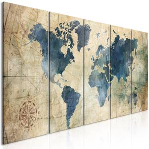 Afbeelding Retro Map (set van 5) canvas - groen - 225 x 90 cm