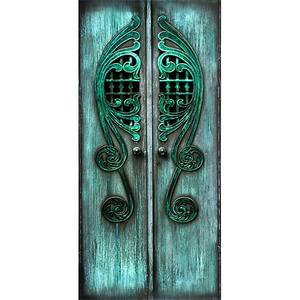 Deurbehang Emerald Gates premium vlies - groen - Breedte: 90 cm