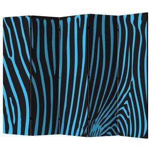 Paravent Zebra Pattern II (5 élém.) Intissé / pin - Turquoise