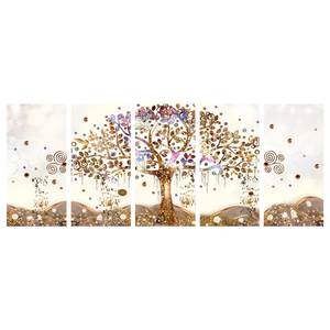 Wandbild Dazzling Tree Leinwand - Beige - 225 x 90 cm