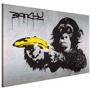 Wandbild Halt oder der Affe schießt Leinwand - Gelb - 60 x 40 cm