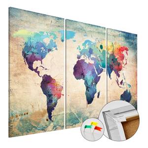 Korkbild Rainbow Map Kork - Mehrfarbig - 120 x 80 cm