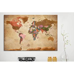 Afbeelding World Map Brown Elegance kurk - bruin - 120 x 80 cm