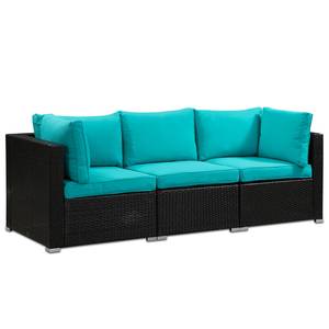 Loungeset Goobo II (5-teilig) Baumwollstoff / Polyrattan - Braun / Türkis