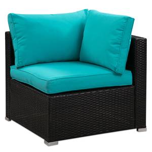 Loungeset Goobo II (5-teilig) Baumwollstoff / Polyrattan - Braun / Türkis