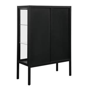 Highboard Aregno glas/metaal - zwart - Breedte: 100 cm