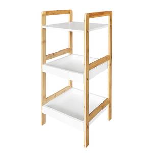 Open kast Rinna II massief bamboehout - wit/bamboehout - Hoogte: 72 cm