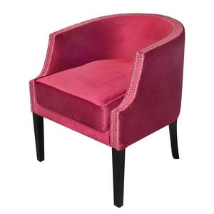 Chaise à accoudoirs Mijoux Velours / Hêtre massif - Rouge framboise / Noir