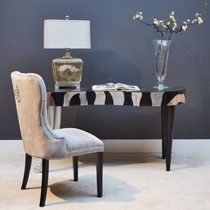Gestoffeerde stoel Sancey (set van 2) fluweel/massief beukenhout - lichtgrijs/zwart