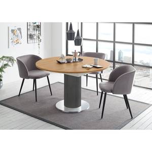 Eettafel Binic II Knoestige eikenhouten look - Breedte: 130 cm - Antraciet