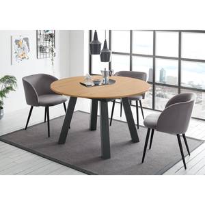 Eettafel Bayas I Knoestige eikenhouten look - Breedte: 130 cm - Antraciet