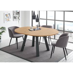 Eettafel Bayas I Knoestige eikenhouten look - Breedte: 130 cm - Antraciet