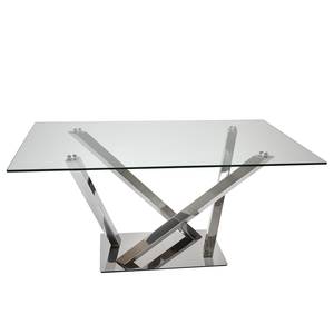 Eettafel Lubine I veiligheidsglas/roestvrij staal - transparant glas/zilverkleurig