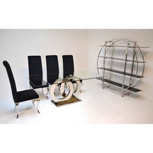 Eettafel Jarny veiligheidsglas/roestvrij staal - transparant glas/zilverkleurig - Breedte: 200 cm