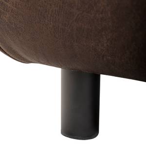 Ecksofa Montans Antiklederlook - Microfaser Yaka: Braun - Longchair davorstehend links