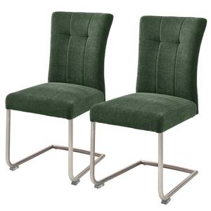 Chaises cantilever Callian (lot de 2) Chenille - Vert olive - Acier inoxydable