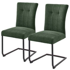 Sledestoelen Callian (set van 2) chenille - Olijfgroen - Zwart