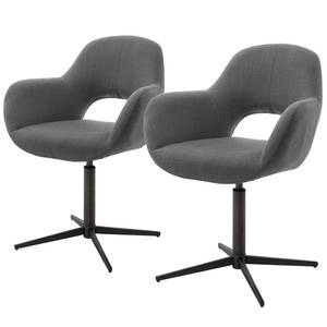 Chaises capitonnées Glomel II (lot de 2) Chenille et microfibre - Gris - Noir