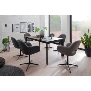 Gestoffeerde stoelen Glomel II (2 stuk) Chenille & microvezel - Cappuccinokleurig - Zwart