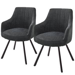 Chaises à accoudoirs Chavelot (lot de 2) Chenille / Acier - Anthracite