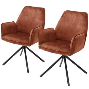 Chaises à accoudoirs Oaklawn (lot de 2) Microfibre / Acier - Marron rouille