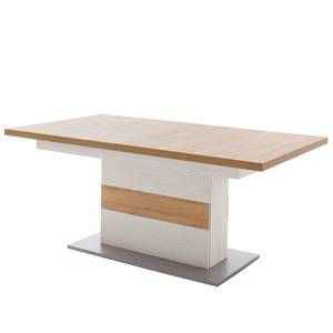 Table Marnay (extensible) Imitation pin Aurelio et imitation pin blanc / Imitation aluminium