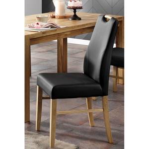 Chaises capitonnées Lullin (lot de 2) Chêne sauvage massif - Noir