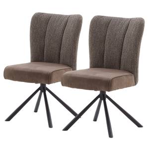 Chaises Arleta II (lot de 2) Microfibre et tissu structuré / Acier - Cappuccino