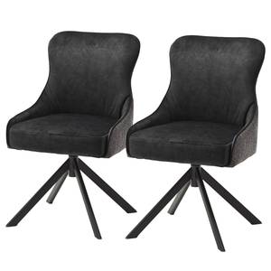 Chaises Stalewell I (lot de 2) Microfibre et tissu structuré / Acier - Anthracite